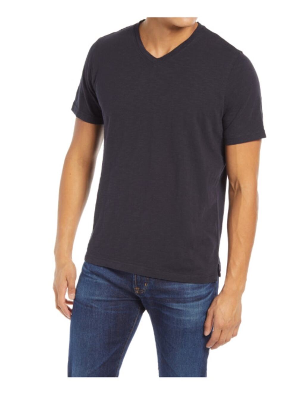 Mens Nordstrom 1901 V-Neck T-Shirt BLACK ROCK, Size X-Large 100% Cotton